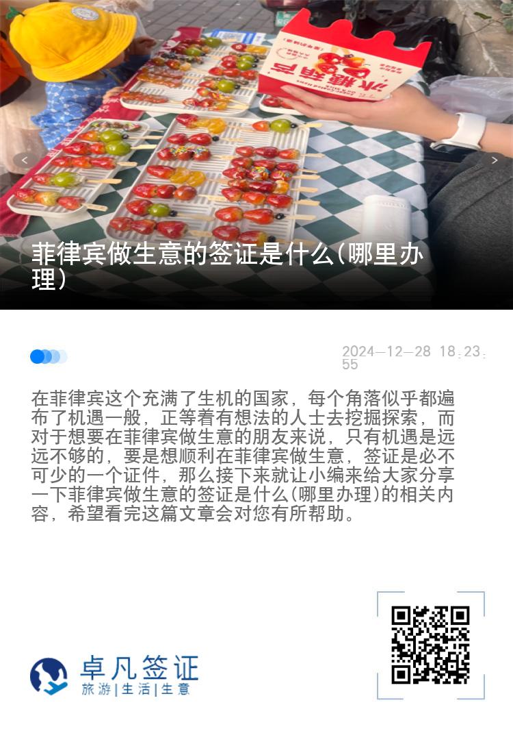 菲律宾做生意的签证是什么(哪里办理)