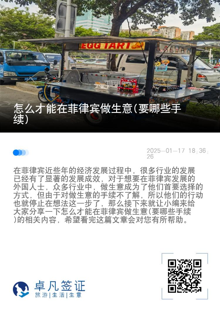 怎么才能在菲律宾做生意(要哪些手续)